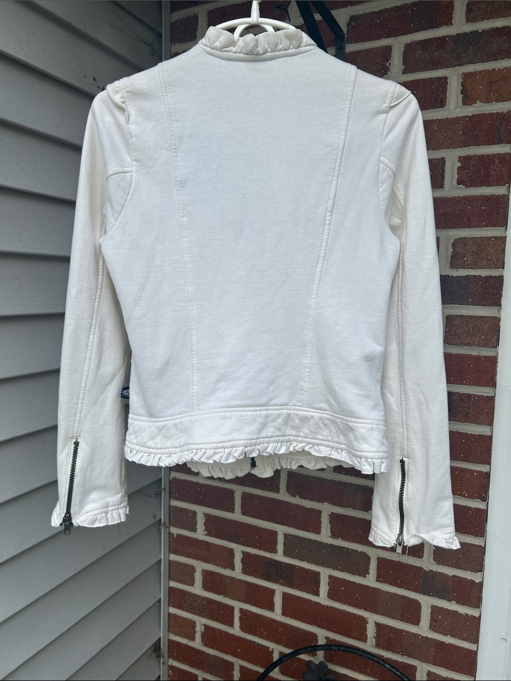 Off-White Ruffled Zip-Up Jacket Size L - Picture 2 of 4